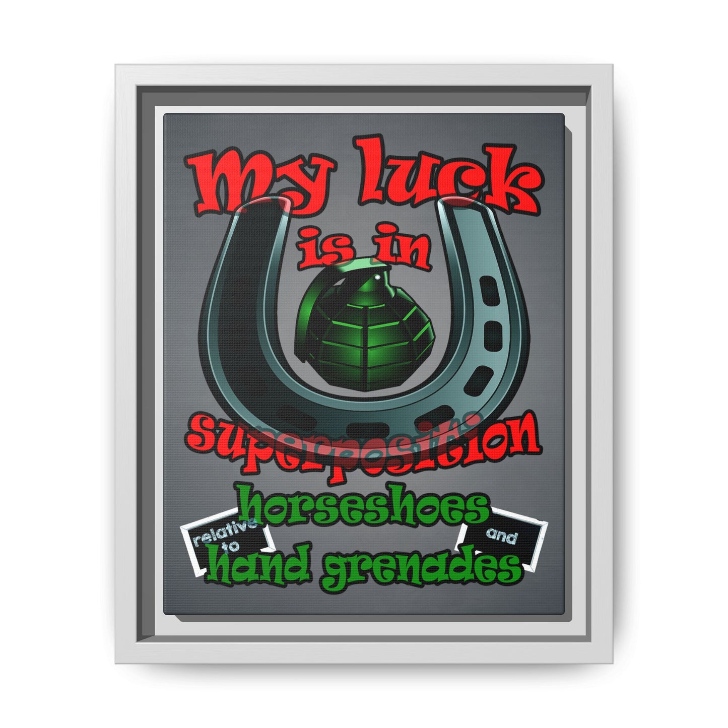 my luck - framed canvas art (grey-light grey)