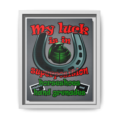 my luck - framed canvas art (grey-light grey)