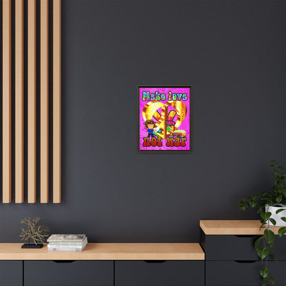 love peace - framed canvas art (pink swirl)