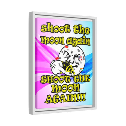 shoot the moon again - framed canvas art (light blue-pink wave)