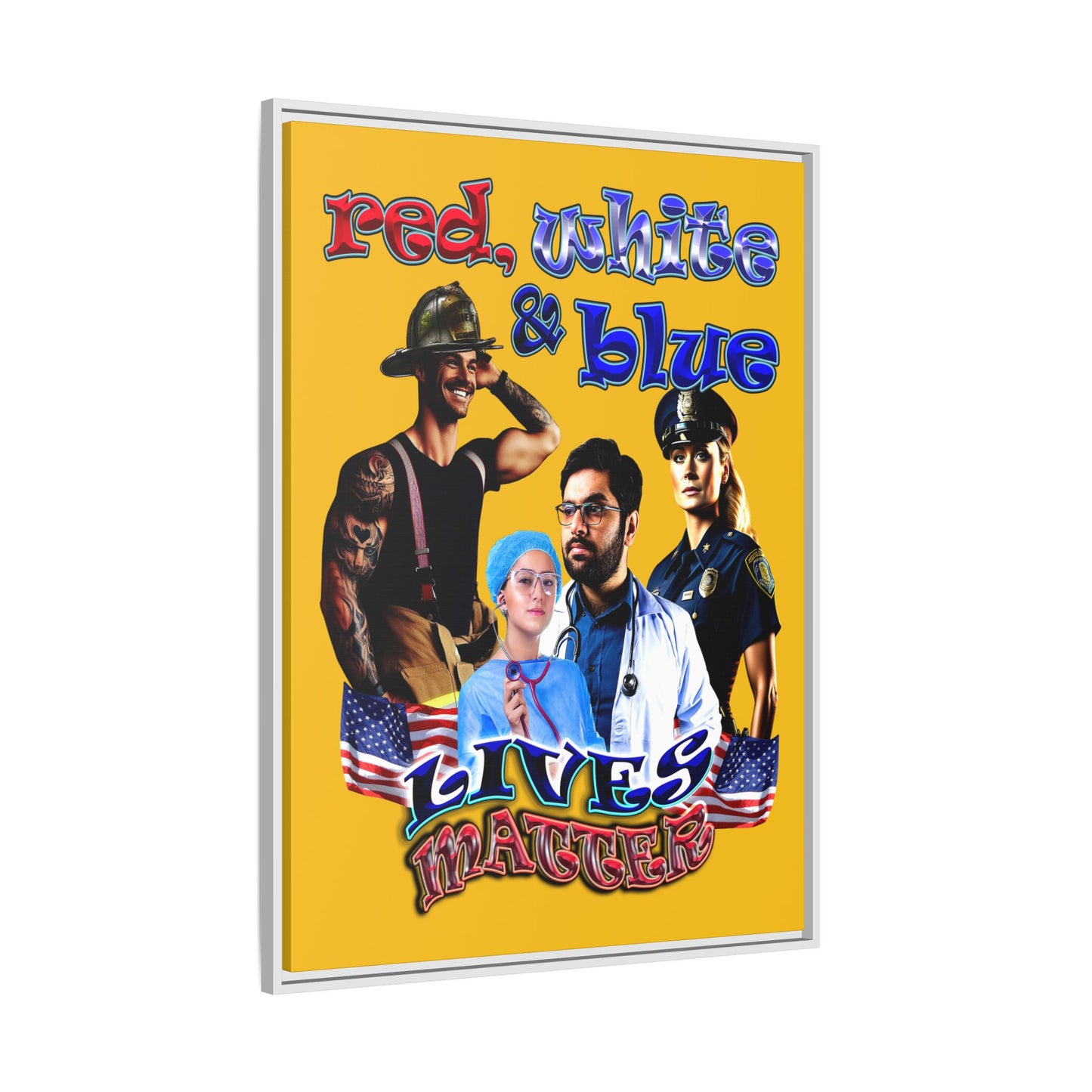rw&b lives matter - framed canvas art (yellow)