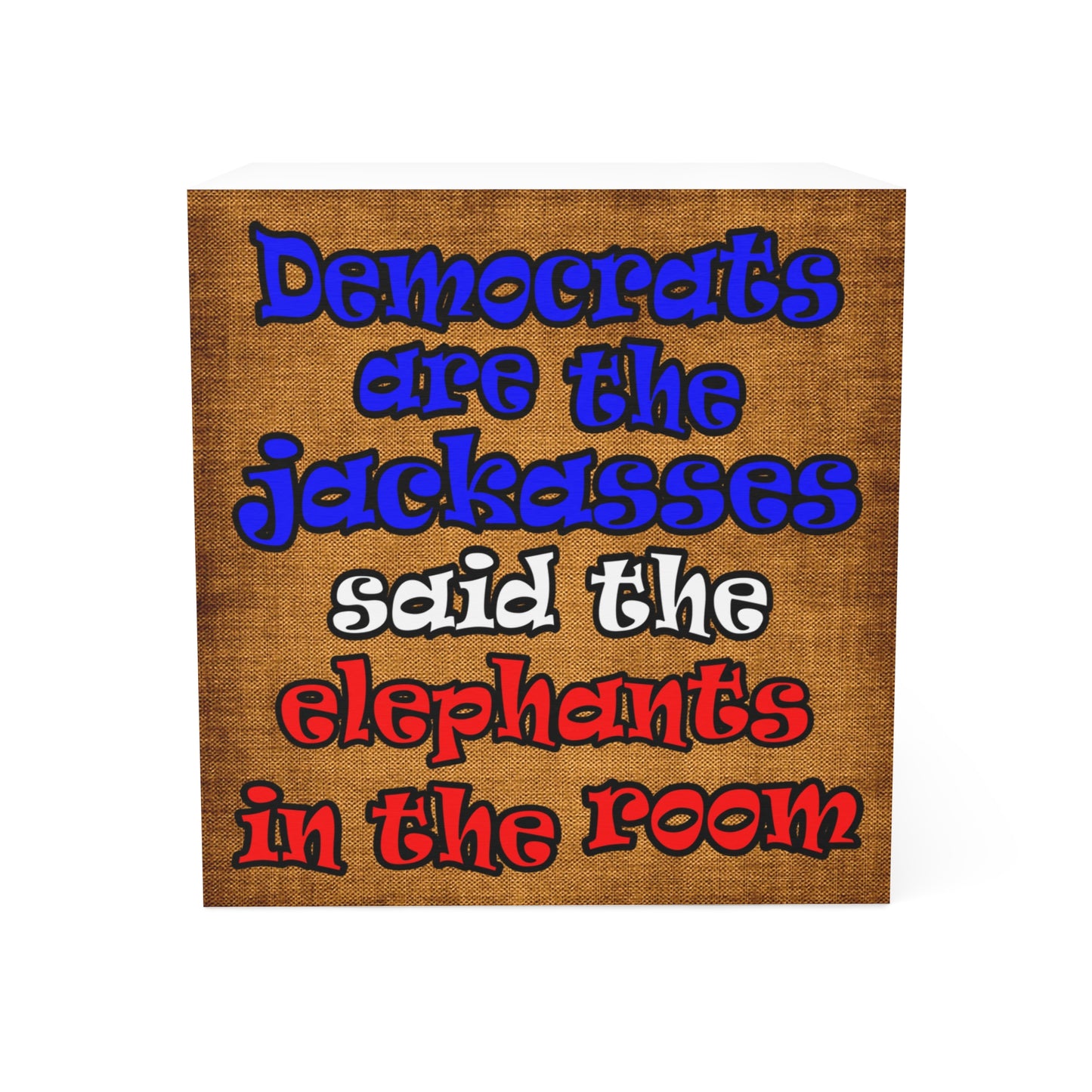 donkeys and elephants - note cube (brown papyrus)