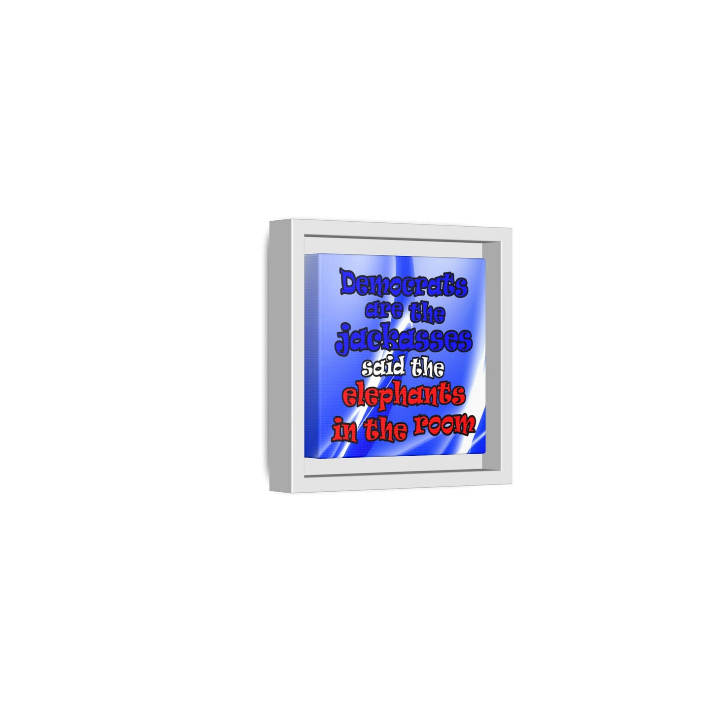 donkeys and elephants - framed canvas art (blue-white wave)