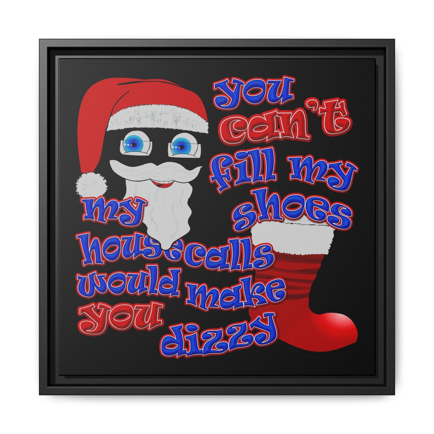 santa's shoes - framed canvas art (black)
