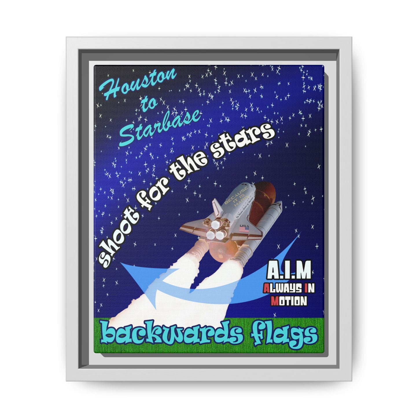 shoot for the stars - framed canvas art ('snoops' background)