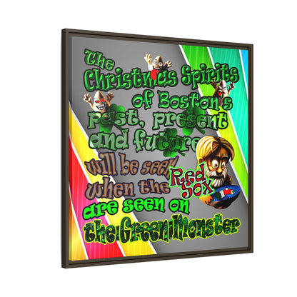 christmas spirits of boston - framed canvas art (rainbow split)
