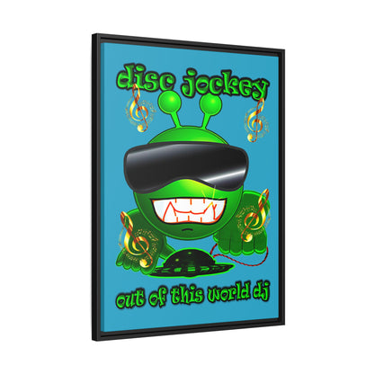 disc jockey - framed canvas art (turquoise)