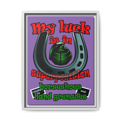 my luck - framed canvas art (light purple)