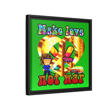 love peace - framed canvas art (logo green)