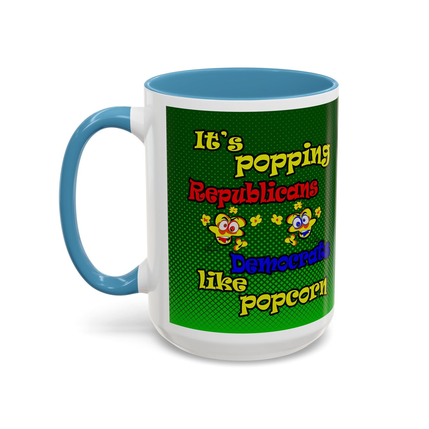popping like popcorn - Accent Mug (logo green)