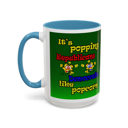 popping like popcorn - Accent Mug (logo green)