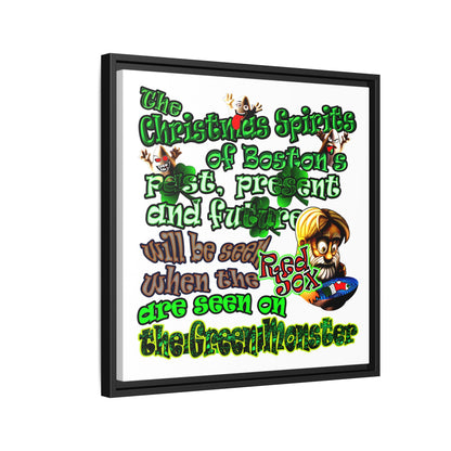 christmas spirits of boston - framed canvas art (white)