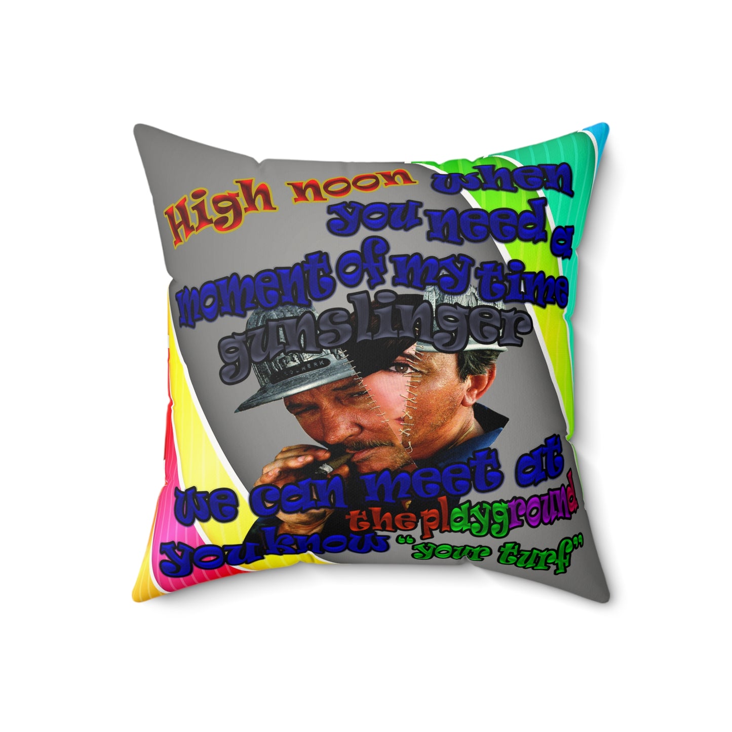 high noon - Faux Suede Square Pillow - (rainbow split)