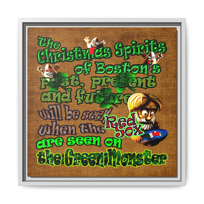 christmas spirits of boston - framed canvas art (brown papyrus)