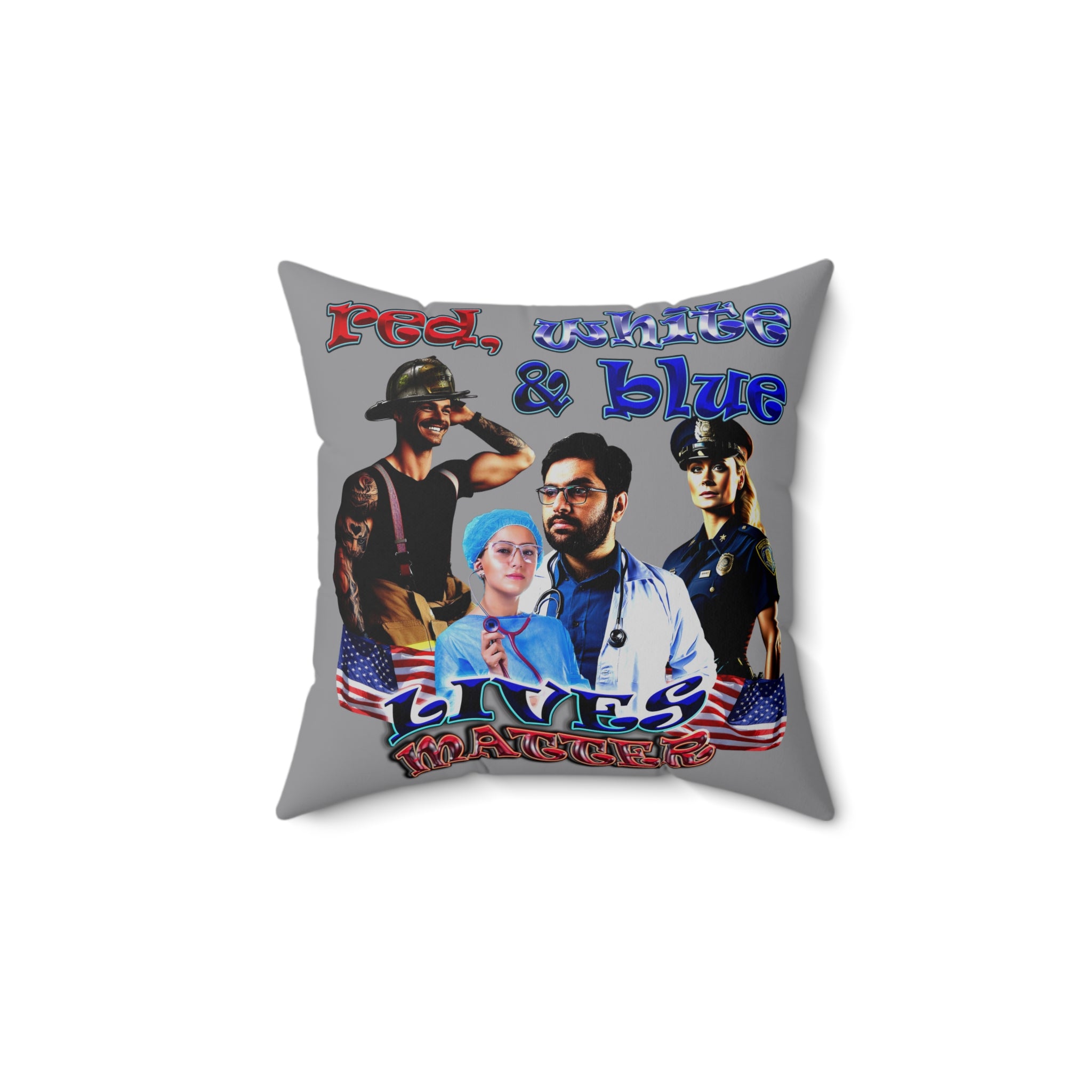 rw&b lives matter - Spun Polyester Square Pillow - (grey)