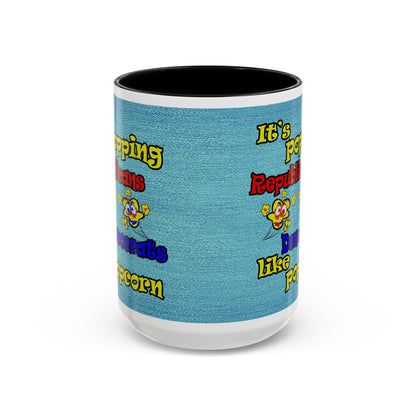 popping like popcorn - Accent Mug (faded dark blue)