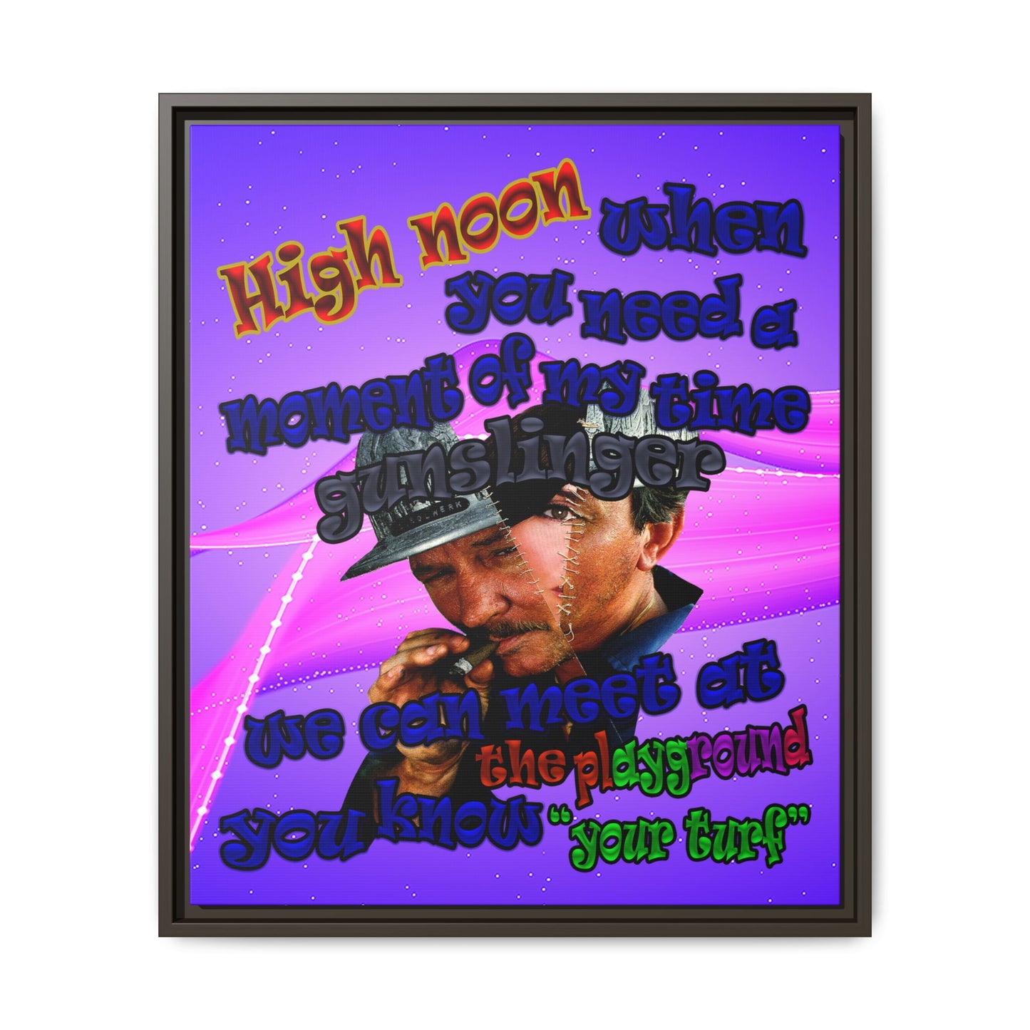 high noon - framed canvas art (purple-pink wave)