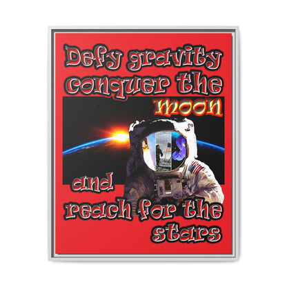 defy conquer reach - framed canvas art (red)