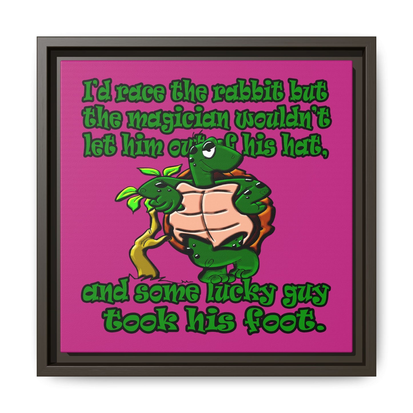 turtle race - framed canvas art (pink)