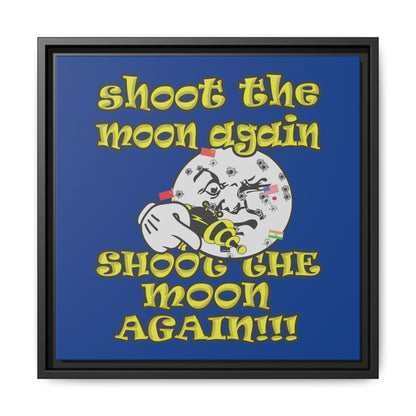 shoot the moon again - framed canvas art (dark blue)