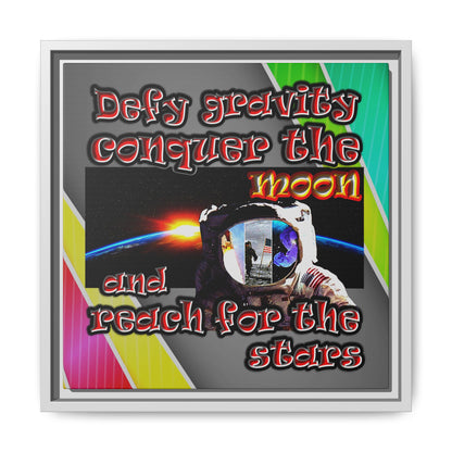 defy conquer reach - framed canvas art (rainbow split)