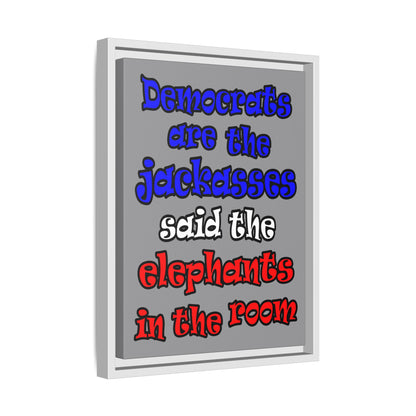 donkeys and elephants - framed canvas art (grey)