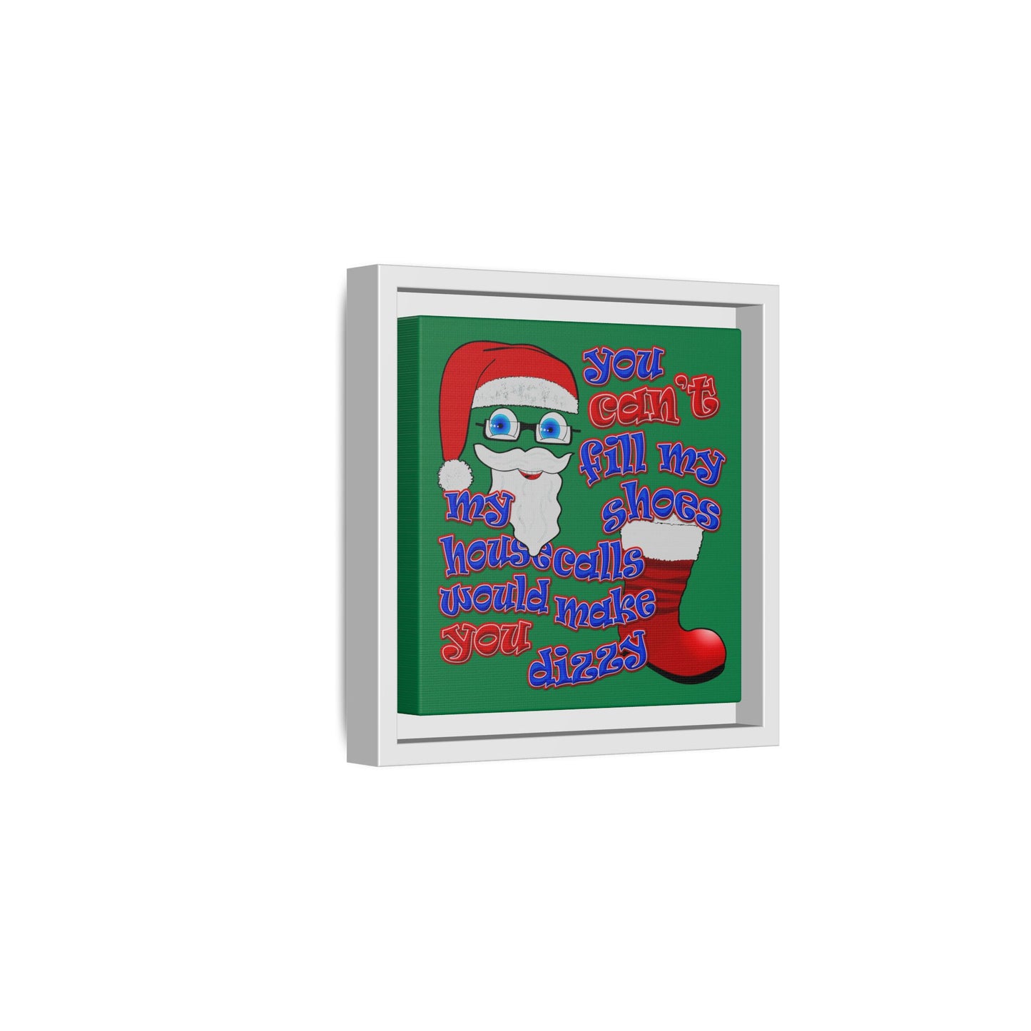 santa's shoes - framed canvas art (dark green)
