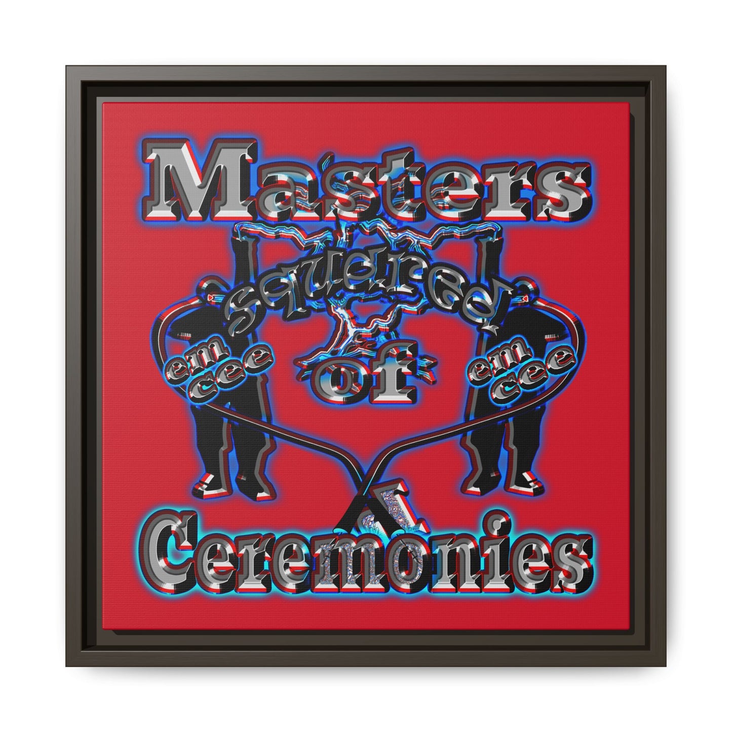 em cee squared - framed canvas art (dark red)