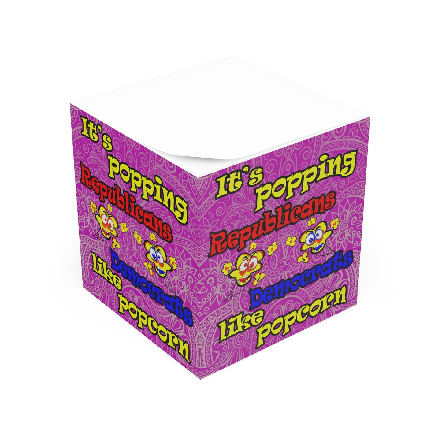 popping like popcorn - note cube (pink swirl)