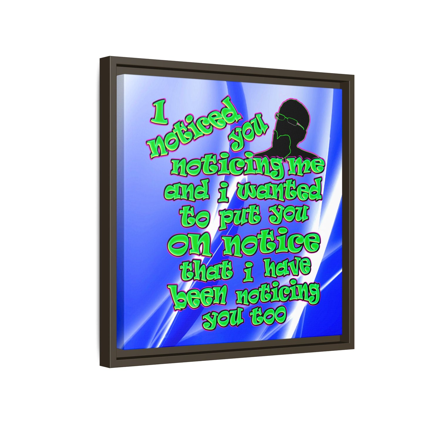 noticed you noticing - framed canvas art (blue-white wave)