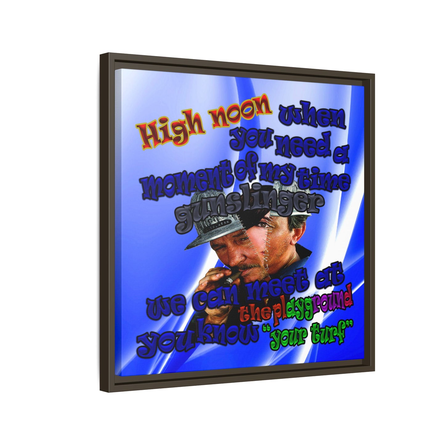 high noon - framed canvas art (blue-white wave)