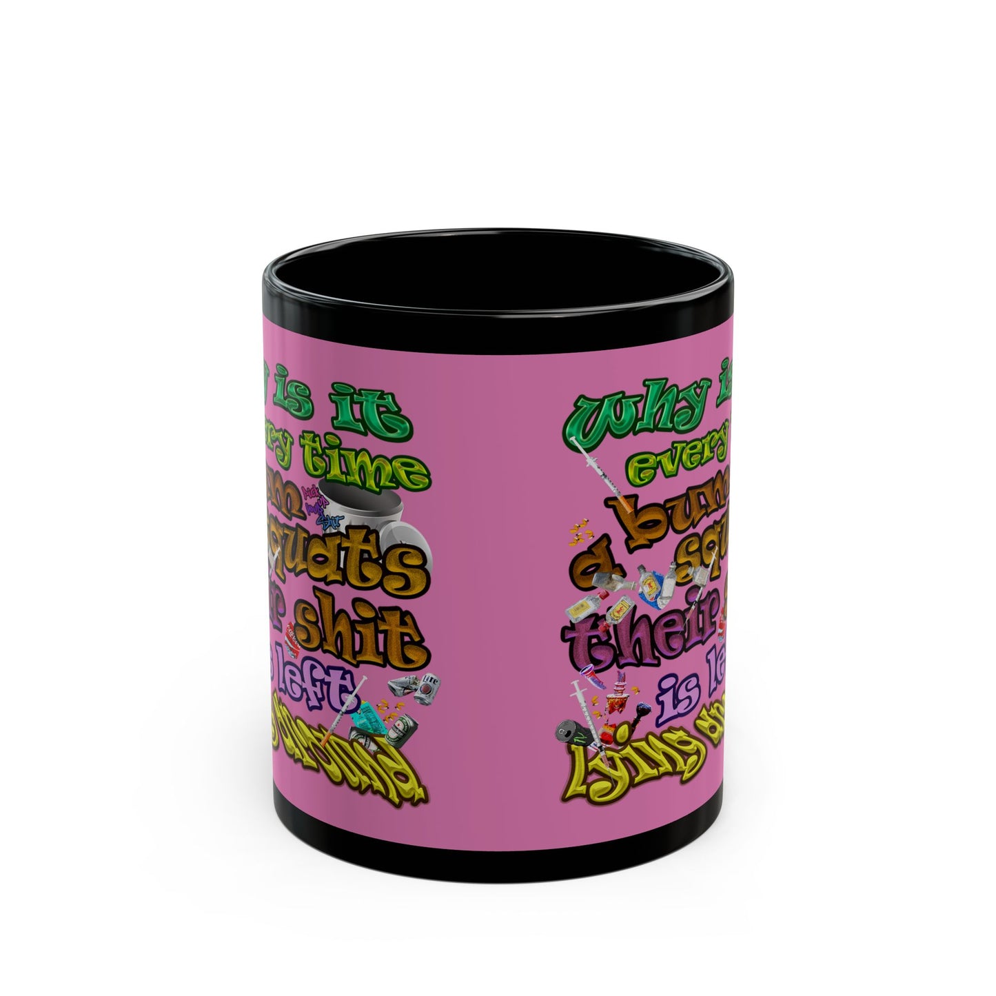 the bum's shit - Black Mug (light pink)