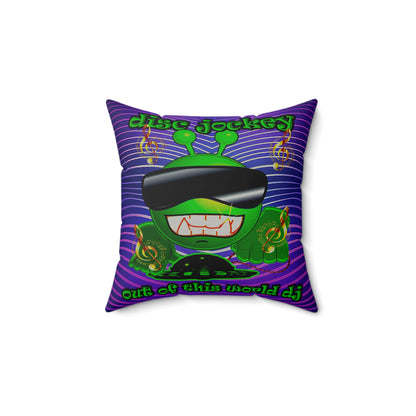 disc jockey - Faux Suede Square Pillow - (purple wave)