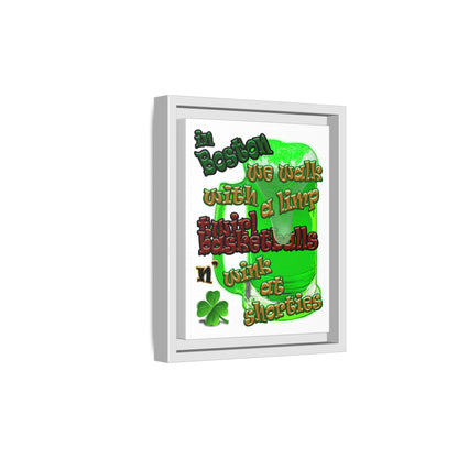 celtics logo - framed canvas art (white)