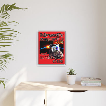 defy conquer reach - framed canvas art (red)