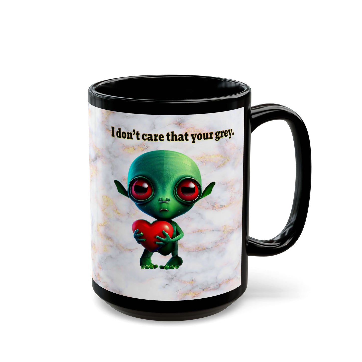I don't care that your grey - Black Mug (white marble)