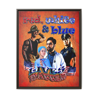 rw&b lives matter - framed canvas art (burnt orange)