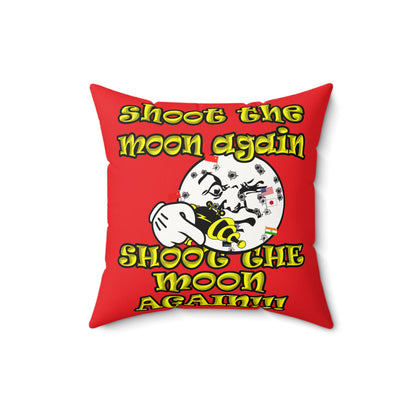 shoot the moon again - Faux Suede Square Pillow - (red)
