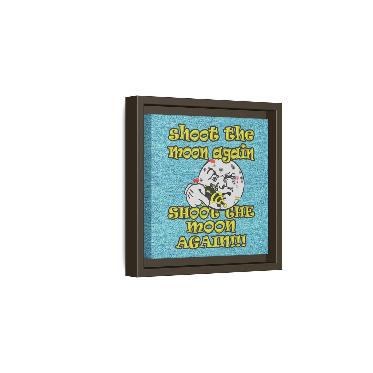 shoot the moon again - framed canvas art (faded blue)