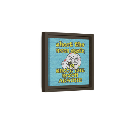shoot the moon again - framed canvas art (faded blue)