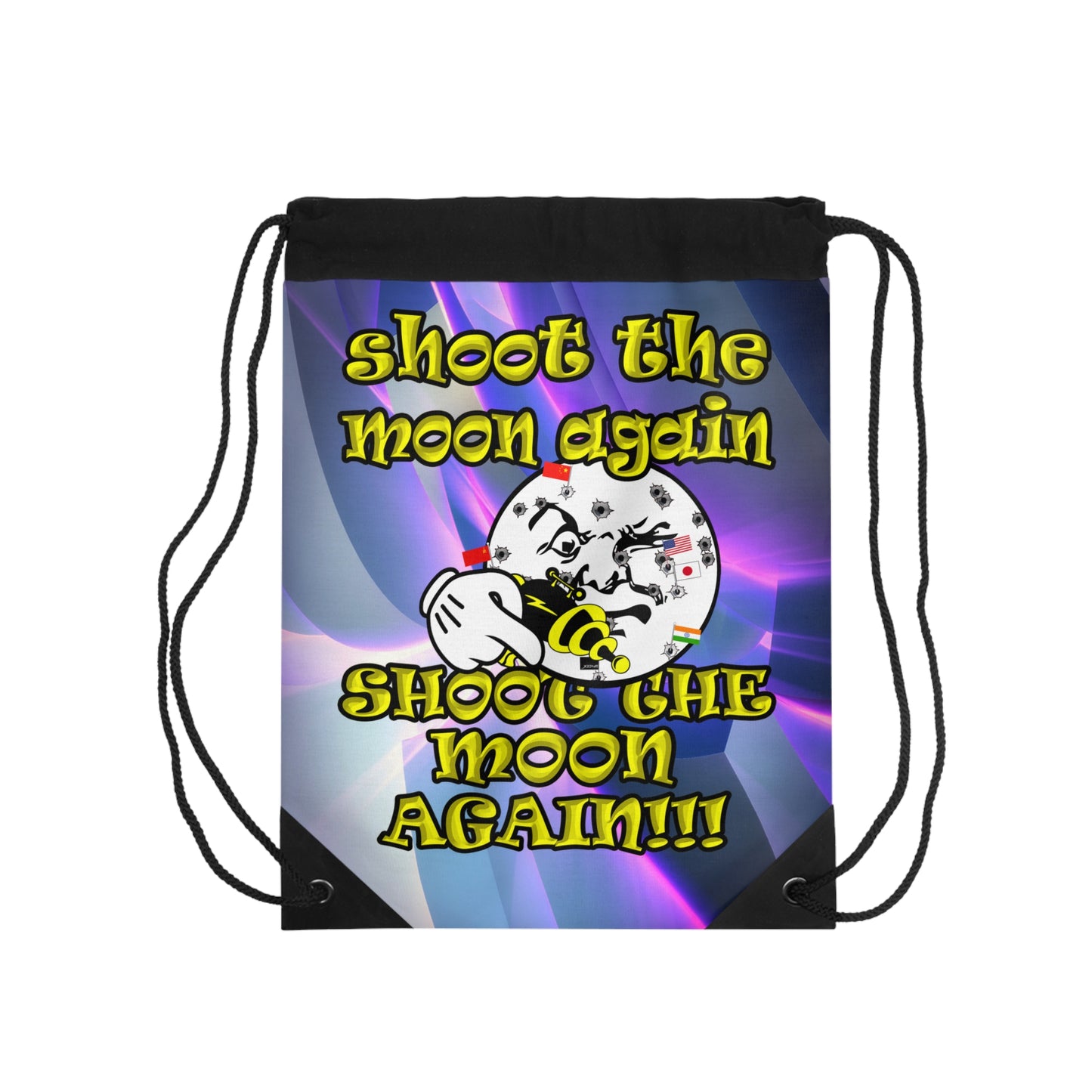 shoot the moon again - Drawstring Bag (grey-pink wave)
