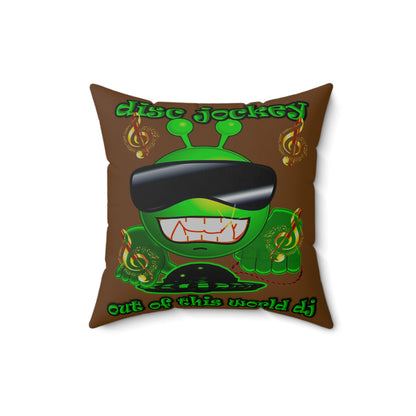 disc jockey - Spun Polyester Square Pillow - (brown)