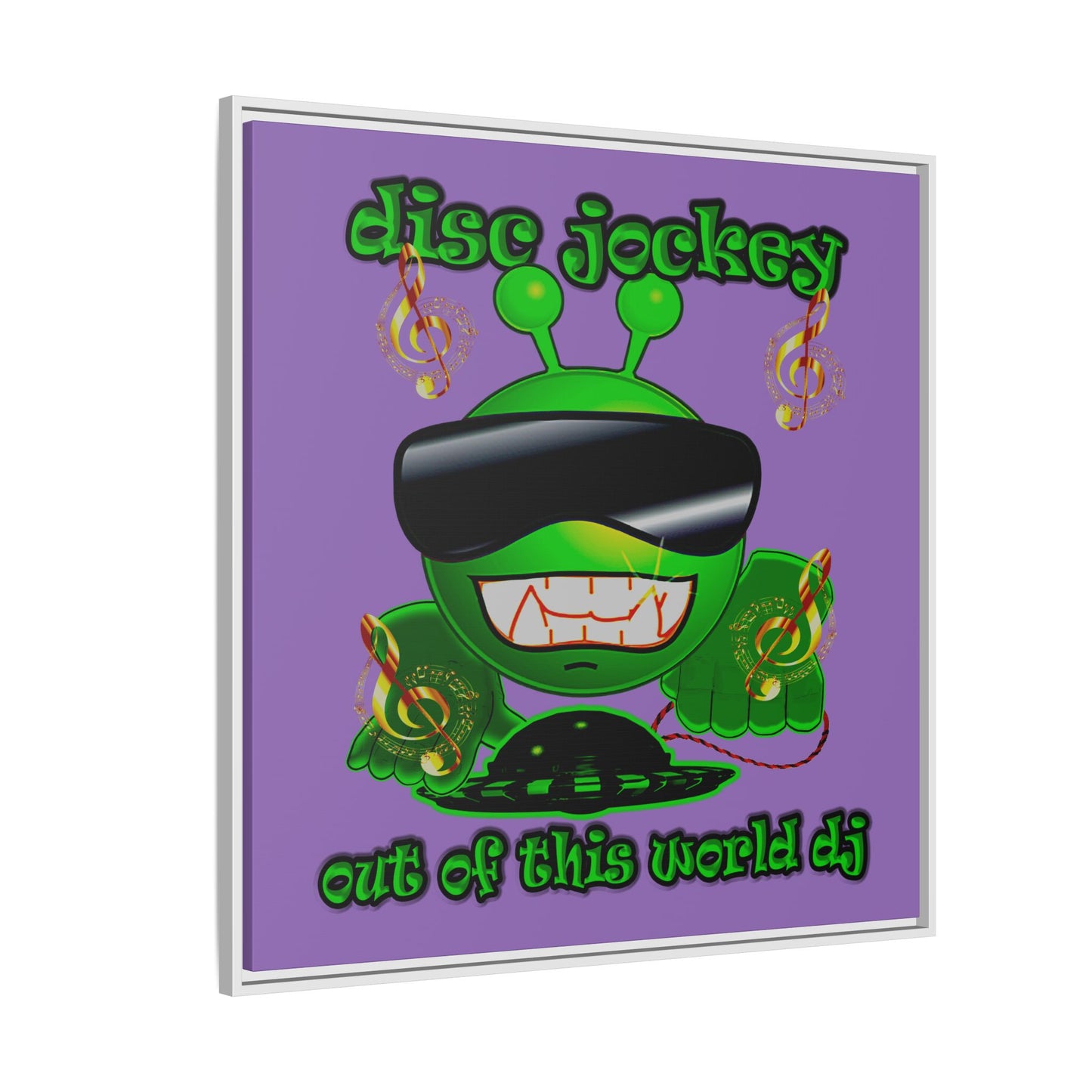 disc jockey - framed canvas art (light purple)