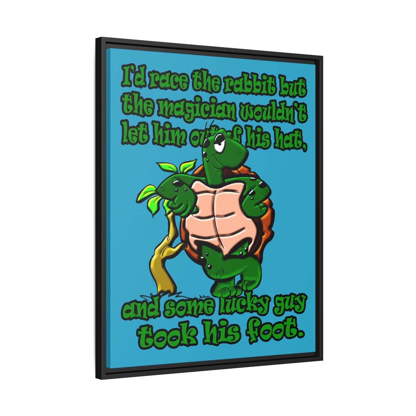 turtle race - framed canvas art (turquoise)