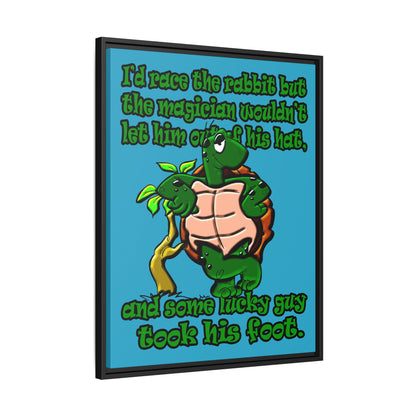 turtle race - framed canvas art (turquoise)