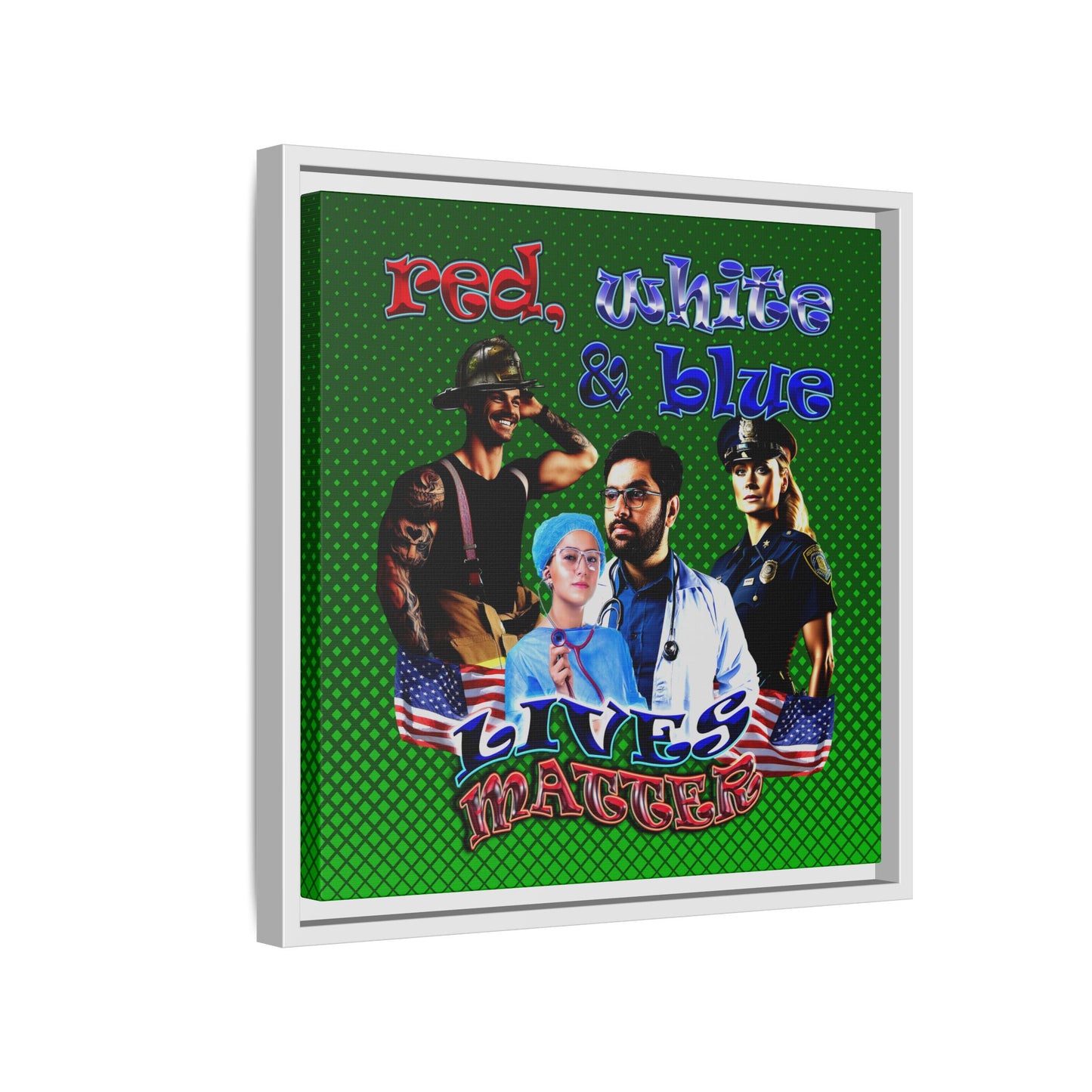 rw&b lives matter - framed canvas art (logo green)