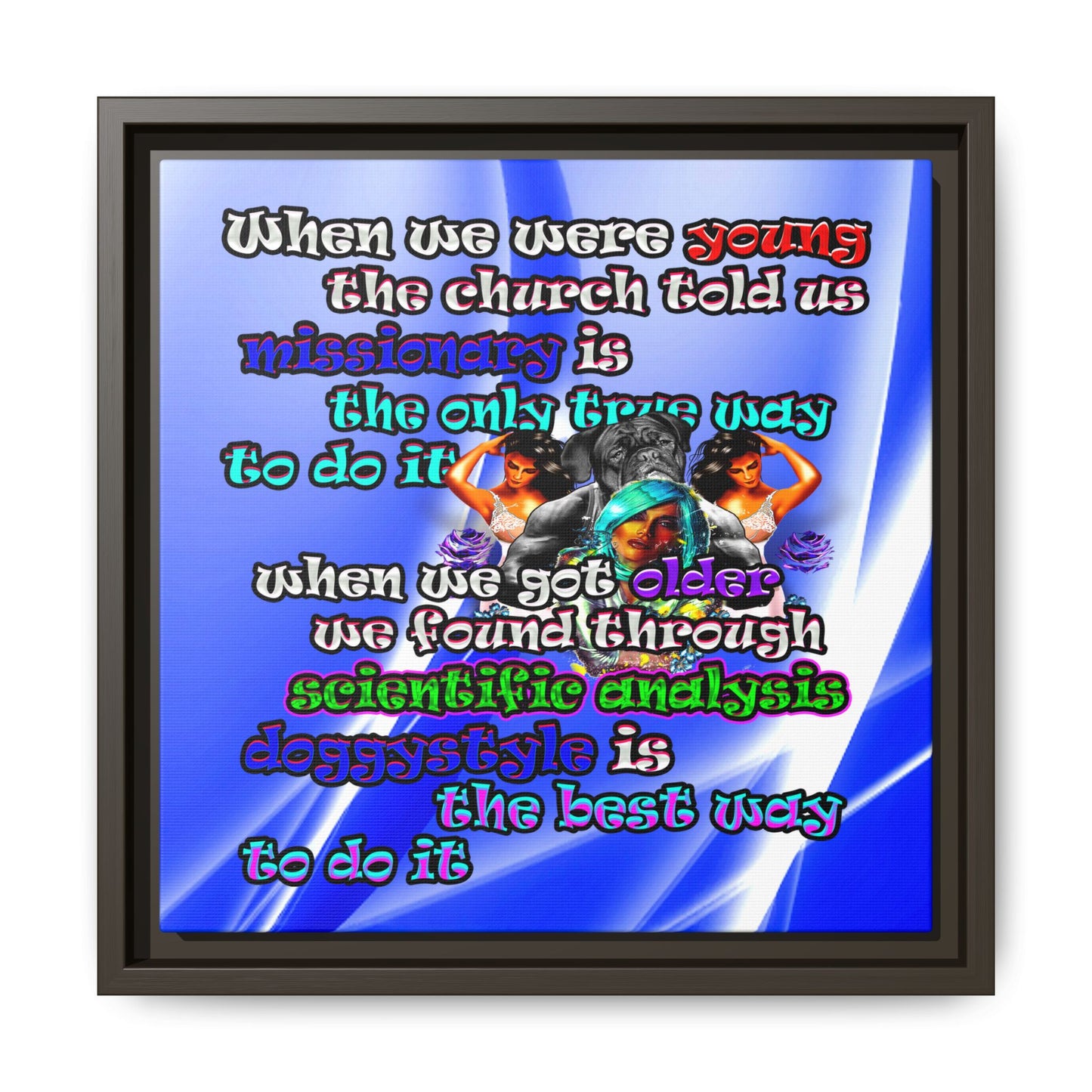doggystyle - framed canvas art (blue-white wave)