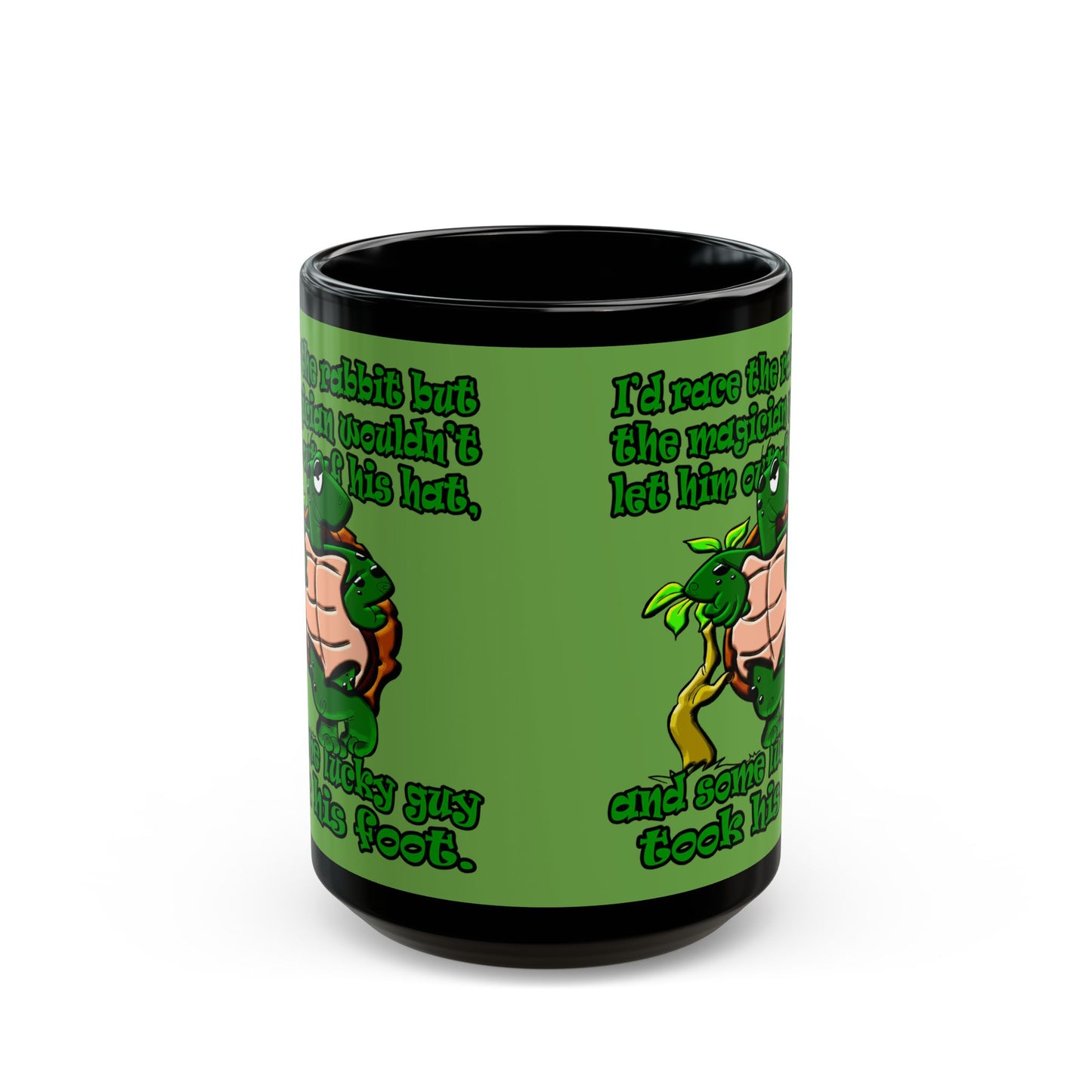 turtle race - Black Mug (green)