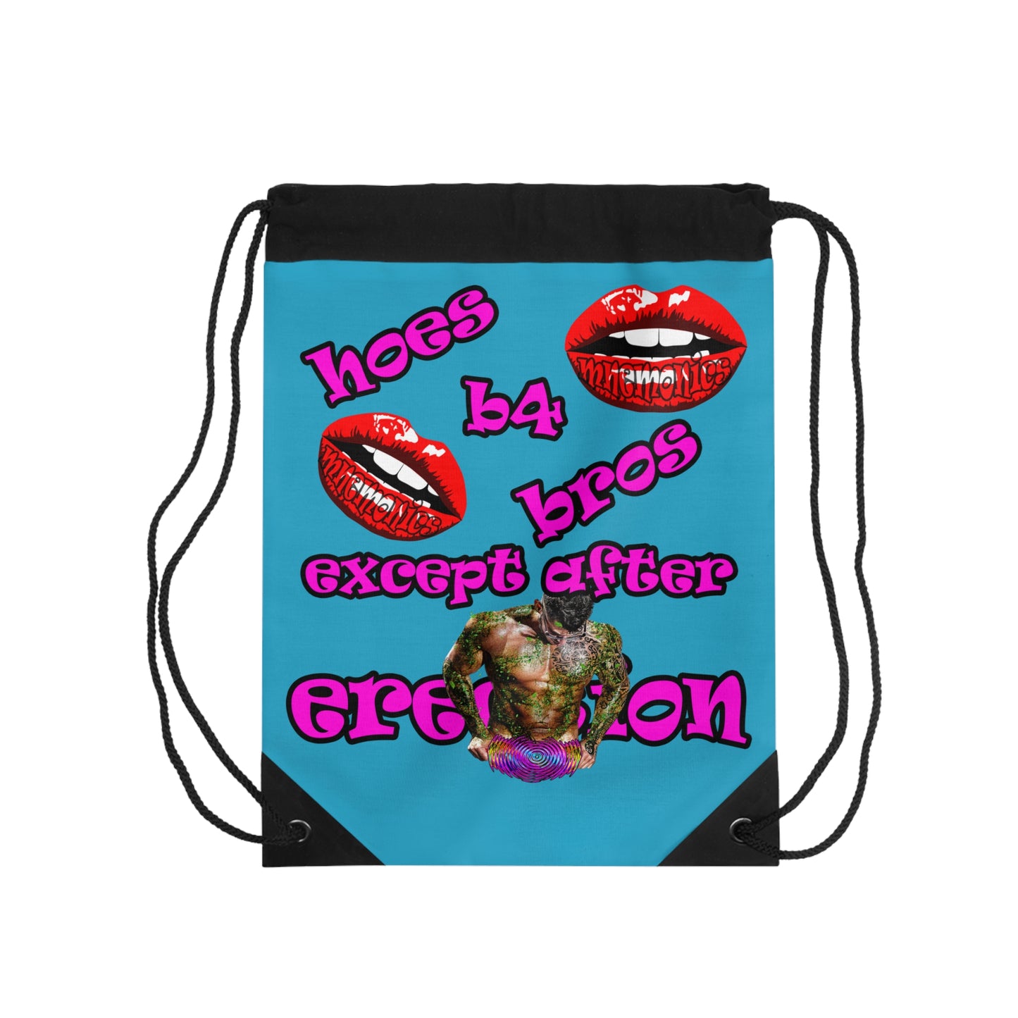 hoes b4 bros - Drawstring Bag (turquoise)