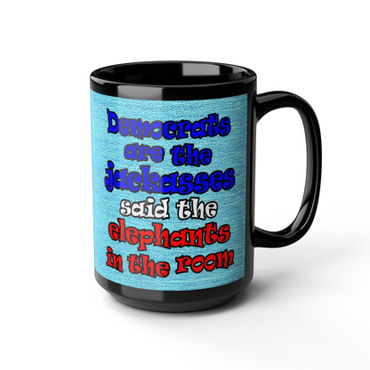 donkeys and elephants - Black Mug (faded blue)
